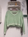 Mintgrüner Strickpullover mit Zopfmuster – SHEIN, Größe L