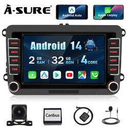 Android 14 Autoradio Carplay GPS Navi Kam Für VW GOLF 5 6 Touran Tiguan Polo EOS