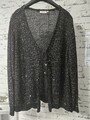 Strickjacke Schwarz Mit Paletten Silber vorne Bindeband