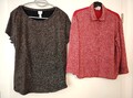 2-tlg. Damen Blusen Set Rot Schwarz Gr M H&M SusyMix Baumwolle/Polyester Stretch