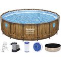 Bestway Power Steel Swim Vista Series Frame Pool Komplettset 488 x 122 cm Holz