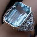 Traumhafter Lab Aquamarine Damen Ring Silber Plated  Größe 62