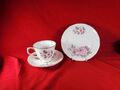 Schöne Vintage Queen Anne rosa Rose Knochen China Teetasse Untertasse Kuchen Teller Trio