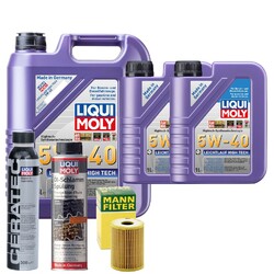 Motoröl 5W40 LIQUI MOLY High Tech 7L +MANN Ölfilter +Ölschlammspülung +Cera Tec