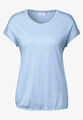 CECIL 323100 SOLID Shirt kurzarm Detail an der Schulter Elastischer Saum blau