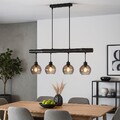 Hängeleuchte Holzleuchte Pendelleuchte Rauchglas Wohnzimmerlampe LED H 120 cm
