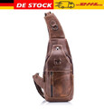 Herren Brusttasche Schultertasche Echtes Leder Sling Bag Umhängetasche Rucksack