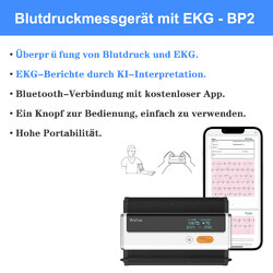 Blutdruckmessgerät mit EKG-Funktion, Bluetooth Oberarm-Blutdruckmessgerät App