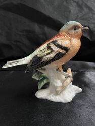 Chaffinch Vogel Figur auf Barsch Vintage Glanz Fink kleines Sammlerstück selten