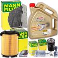 MANN FILTERSET+CASTROL LL 5W30 für AUDI A3 8P VW CADDY 3 GOLF 5 6 TOURAN 1T1 2