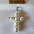Anhänger Kreuz Zucht Perlen echt Gold 750 Damen massiv Weißgold / CU 229(1)