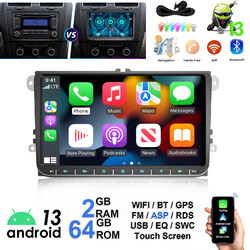 Apple Carplay 9" Android 13 Autoradio 2+64G Navi GPS F Für VW Golf 5 Polo Touran