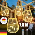 Solar LED Lichter Kette 7.8M 16LED Warmweiß für Außen Garten Outdoor Neu