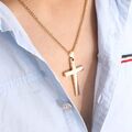 Halskette Kreuz Anhänger Silber Schwarz Gold Jesus Damen Herren Groß Edelstahl