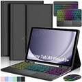 Für Samsung Galaxy Tab A9 A8 A7 S9 FE S8 S7 S6 QWERTZ Beleuchtet Tastatur Hülle