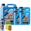 Motoröl 5W30 LIQUI MOLY Longtime High Tech 9L +MANN Ölfilter +Spülung