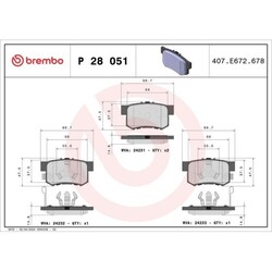 1x Bremsbelagsatz, Scheibenbremse BREMBO P 28 051 passend für HONDA ISUZU