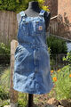 Carhartt Vintage Damen Denim Latzhose Kleid überarbeitet W26 Zoll/L28 Zoll