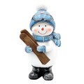 NIEDLICHER SCHNEEMANN mit Ski / Skier mit Schal und Mütze Figur Dekoration 20 cm
