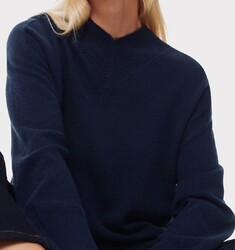 WHISTLES Kaschmirpullover mit hohem V-Ausschnitt marineblau - Größe S - aktueller UVP 199 £