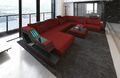 Designersofa Polster Couch RAVENNA XXL Ecksofa Mikrofaser Sofa Rot Ottomane LED