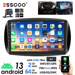 DAB+ Autoradio 64G Android 13 Carplay GPS Navi WIFI Für Smart Forfour Fortwo 453