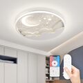 50CM LED Kinder Deckenlampe,Stern Mond Deckenleuchte Dimmbar Mit Fernbedienung