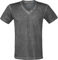RED by EMP Herren dunkelgraues Basic T-Shirt in individueller Waschung