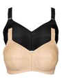 Lisca 2er Pack BH ohne Bügel Mirelas 000486 Gr. 75-110 B-E in Schwarz,Haut,Weiss