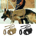 Taktisches Hundegeschirr+Hundehalsband+Leine Militär Weste mit Griff+Taschen M L