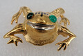 Neugablonz: Große Brosche Kröte / Unke 1970er Jahre Swarovski Elements (116845)