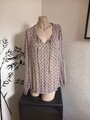 Tunika Bluse Langarm Blumenmuster Gr.44 Hellbraun