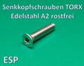 Senkkopfschrauben Torx TX DIN 965 Edelstahl A2 M2 M2,5 M3 M4 M5 M6 ISO 14581