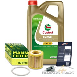 MANN-FILTER ÖLFILTER+5L CASTROL EDGE 5W-30 LL FÜR VW FOX 1.2 POLO 9N 1.2# # # INKL. ÖLABLASS-SCHRAUBE MIT DICHTRING # # #
