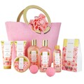 Damen Bade Set Rosenduft 10tlg Spa Wellness Geschenk Tasche Feuchtigkeit