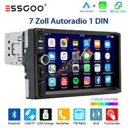 7 Zoll HD Autoradio 1 DIN Apple Carplay Android Auto Bluetooth USB AUX TF EQ SWC