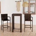 Gartenbar Set 3-tlg. Poly Rattan Braun Gartentheke Bartisch Barhocker vidaXL