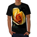 Wellcoda Herren-T-Shirt gelb rosa Foto, Blume Grafik Design bedruckt