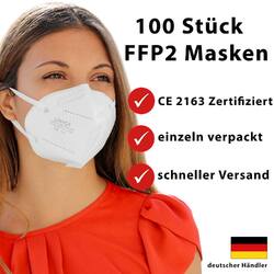 Exeta FFP2 Maske Mundschutz Schutzmaske 5-lagig Atemschutz CE zertifiziert 100x✅Einzelverpackt✅CE 2163✅DE Händler✅Blitzversand