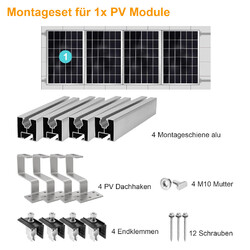 Montageset PV Anlage Ziegeldach Befestigung Solarmodul Halterung Montageschiene