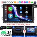 DAB Android 14 32G Carplay Autoradio GPS Kam Für VW Passat Tiguan Touran Caddy