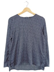 ESPRIT Langarm-Bluse Damen Bluse Gr. DE 38 blau-rot Casual-Look
