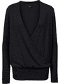 Wickel-Pullover mit V-Ausschnitt Gr. 40/42 Schwarz Damen Strickpullover Neu*