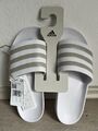 adidas Adilette Aqua Badeschlappen - Weiß / Silber Gr. 42