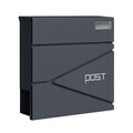 SCHARTEC® Briefkasten anthrazit mit Zeitungsfach Wandbriefkasten Postkasten