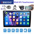 4+64G 9'' Doppel DIN Carplay Autoradio Android 13 GPS BT WIFI RDS FM USB MIK KAM