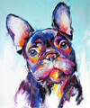 Wandbild: Öl-Hundeportrait-Gemälde in mehrfarbigen Tönen. Konzeptionelle [...]