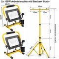 2x LED Fluter Außenstrahler 10/20/30/50W Scheinwerfer Baustrahler mit Stativ DHL