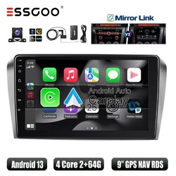 9" Android 13 Carplay DAB+ Autoradio Für Mazda 3 03-09 2+64G GPS SAT NAV Kamera