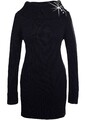 Rollkragen Long-Pullover Gr 44/46 Schwarz Damen Langarm Strick-Pulli Neu*